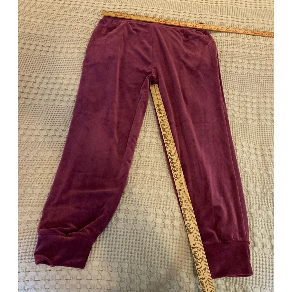 Cable & Gauge Burgundy Velour Set Zip Front‎ Hoodie & Pants Sz Large Athleisure
